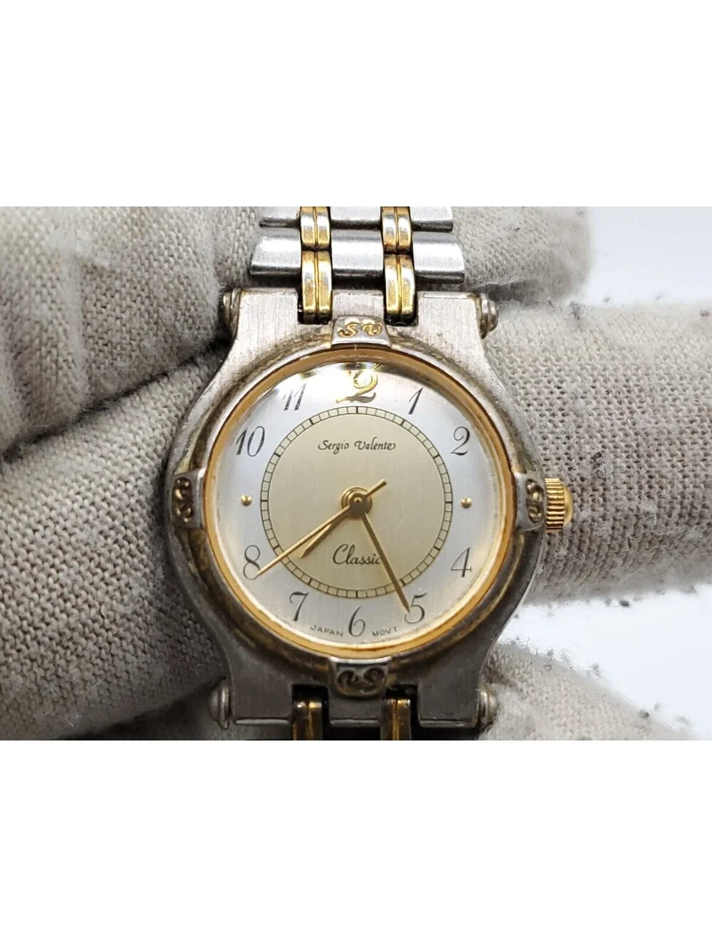 Sergio Valente Classic Quartz Watch Women New Battery Two Tone Adjustable 23mm